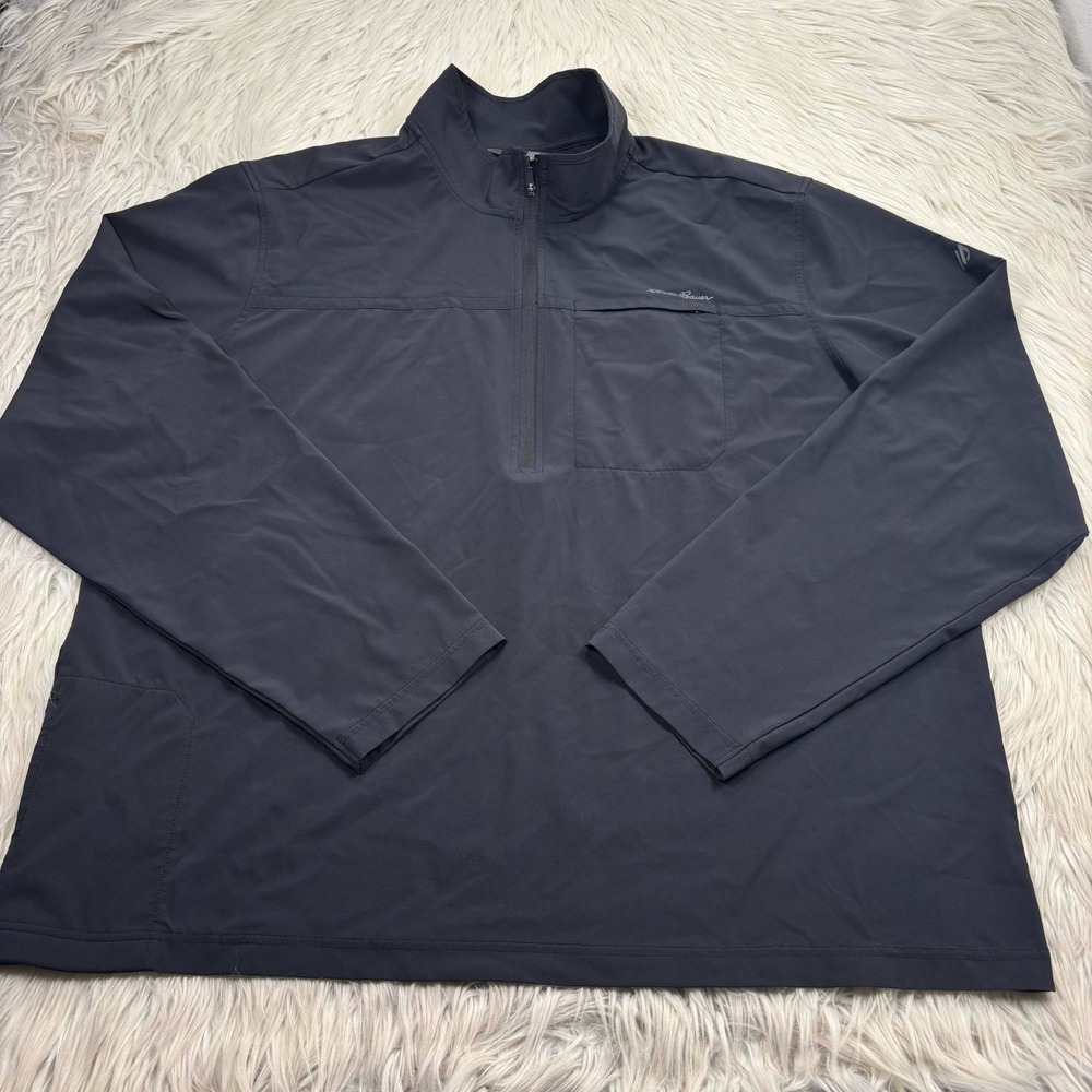 Eddie Bauer Men's XL Black Mock Neck 1/2‎ Zip Flexion Lightweight Shirt Hiking